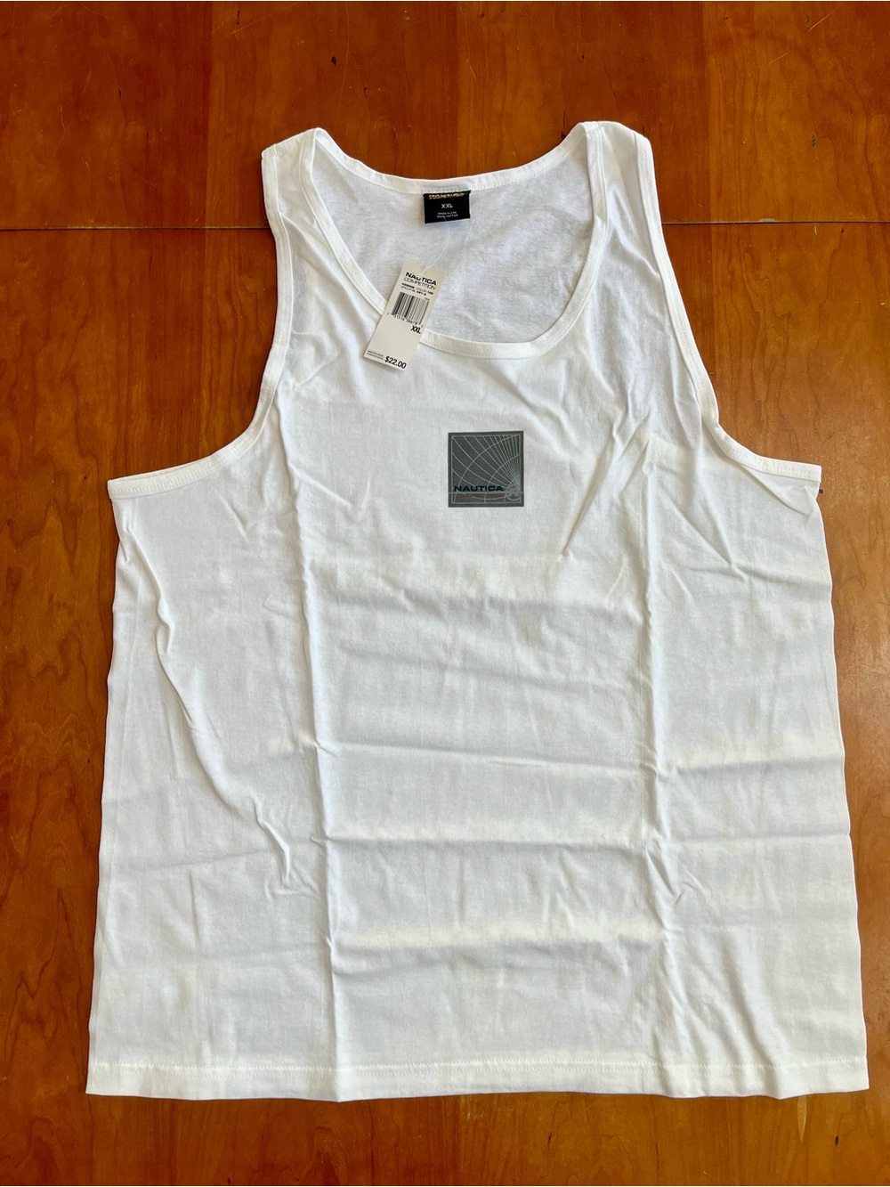 NWT Nautica Competition White Men's Athletic Tank Top with Chest Logo Patch XXL.